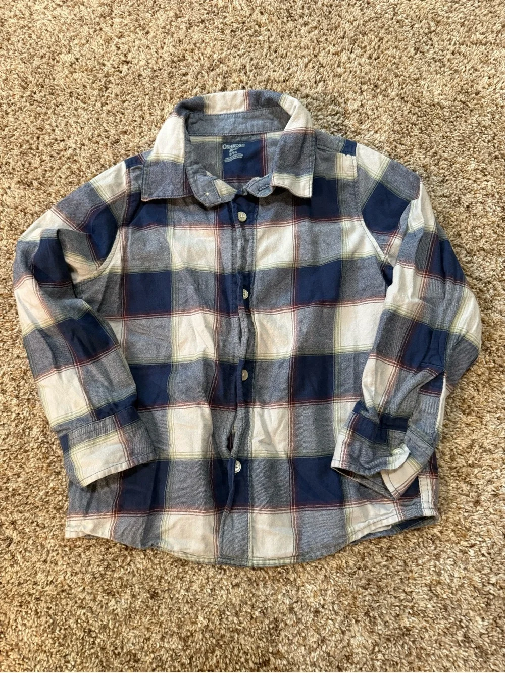 OshKosh B'gosh Navy, White & Red Plaid Button-Down Shirt